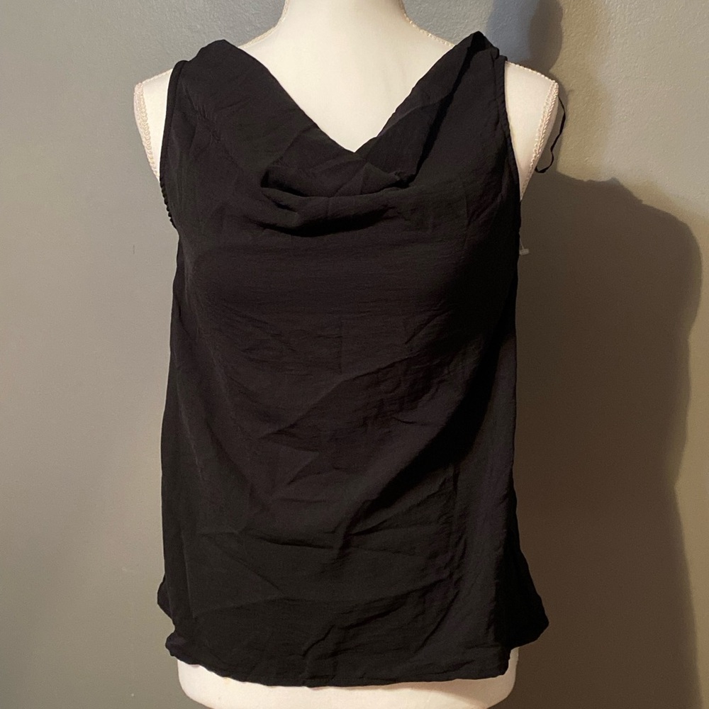 Primark Chic Black Drape Neck Blouse